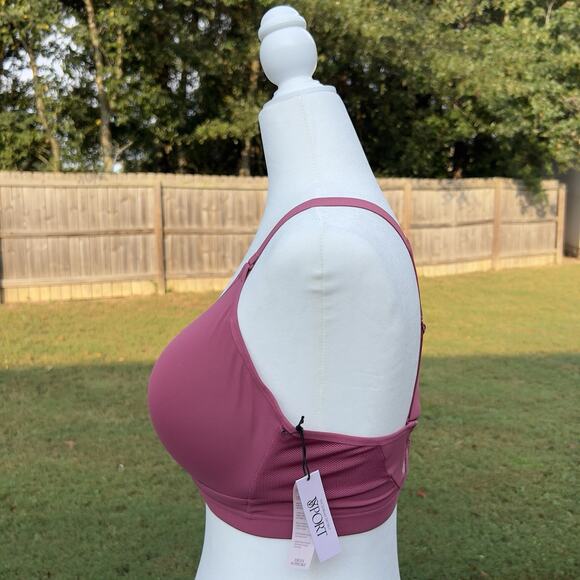 Victoria's Secret VSX Incredible Plunge Sports Bra 36B Rose Racerback Gym NWT - Picture 4 of 8